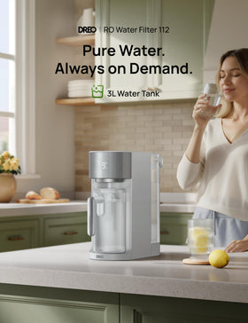 DREO auto-fill pitcher demonstrating hands-free refilling for convenient hydration.