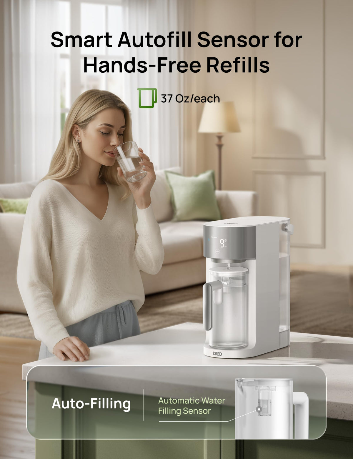 DREO autofill sensor in action enabling hands-free refills