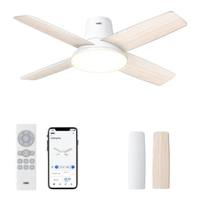 DREO 44in ceiling fan with lights in white for comfortable airflow and ambient illumination