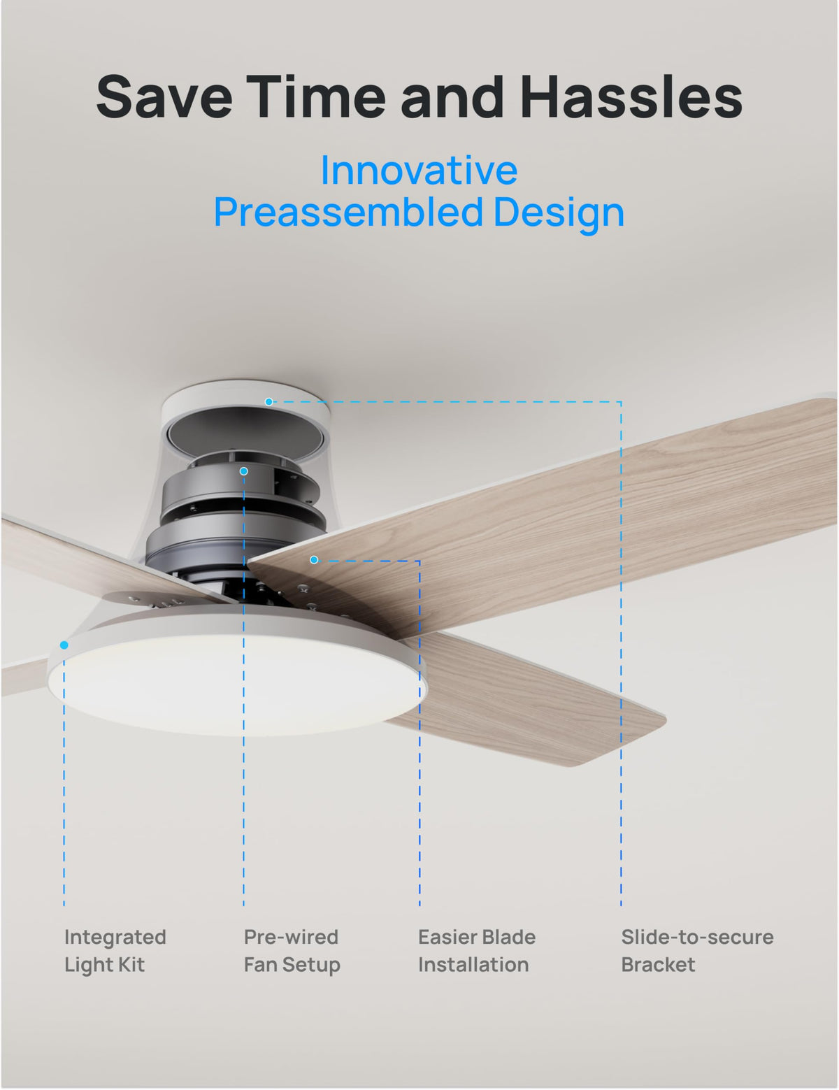 DREO flush-mount design fits low ceilings with a clean look.