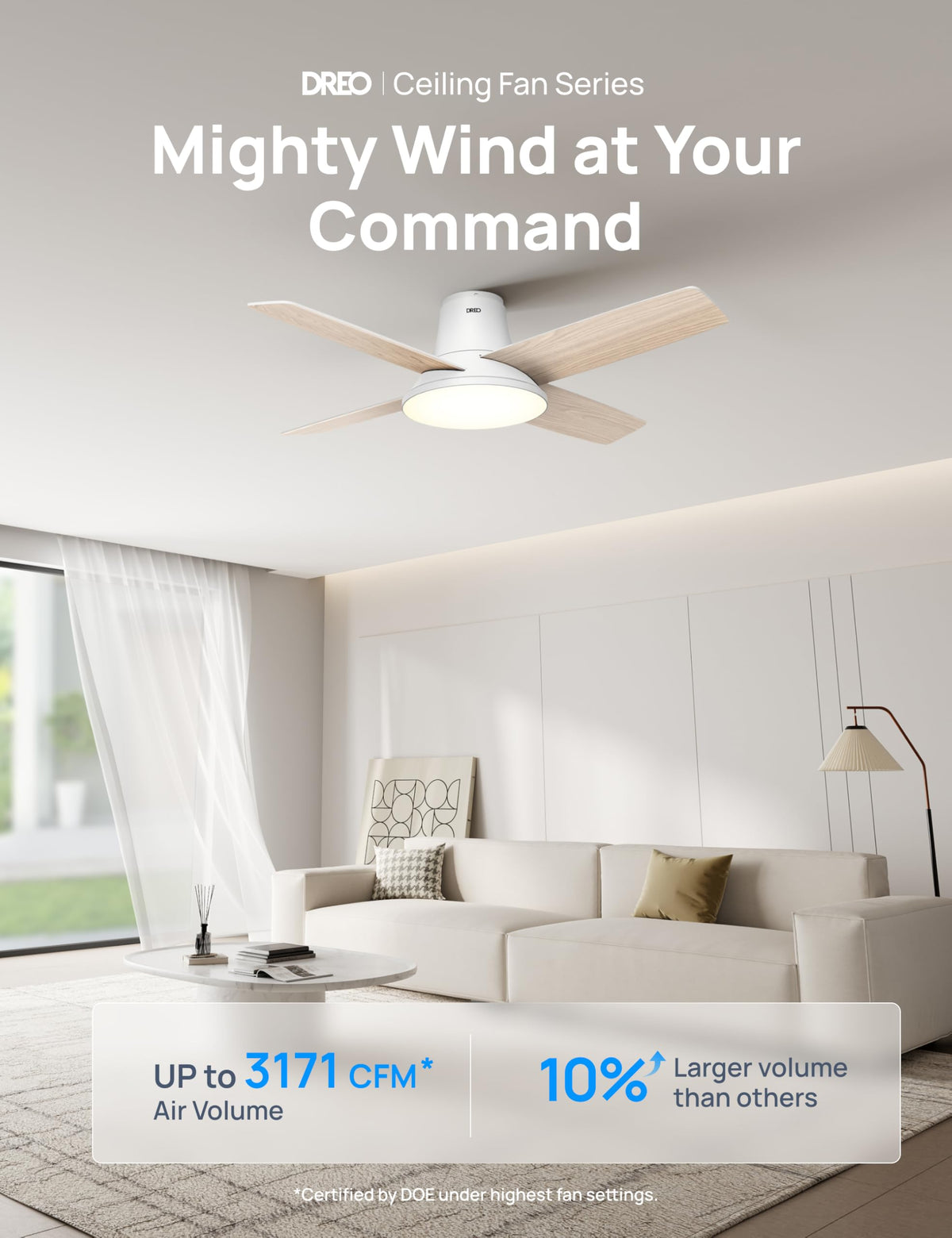 DREO quiet DC motor delivers near-silent operation for peaceful nights