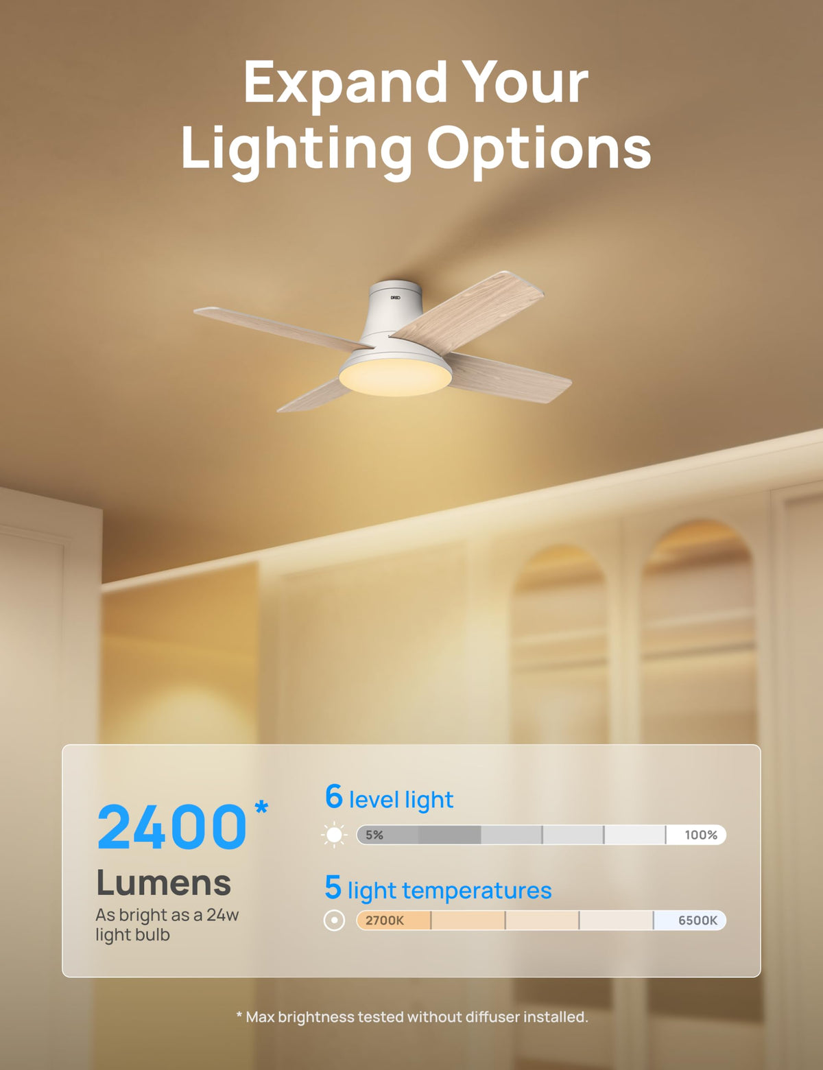 DREO reversible blades enable summer cooling and winter air circulation.
