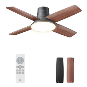 DREO 44-inch black ceiling fan with remote and lights for modern bedrooms