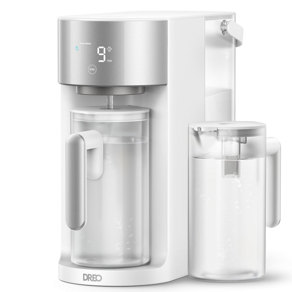 DREO countertop RO system front view showing compact design for small kitchens.