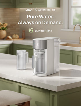 DREO countertop RO top view with two pitchers demonstrates convenient dual-container setup.