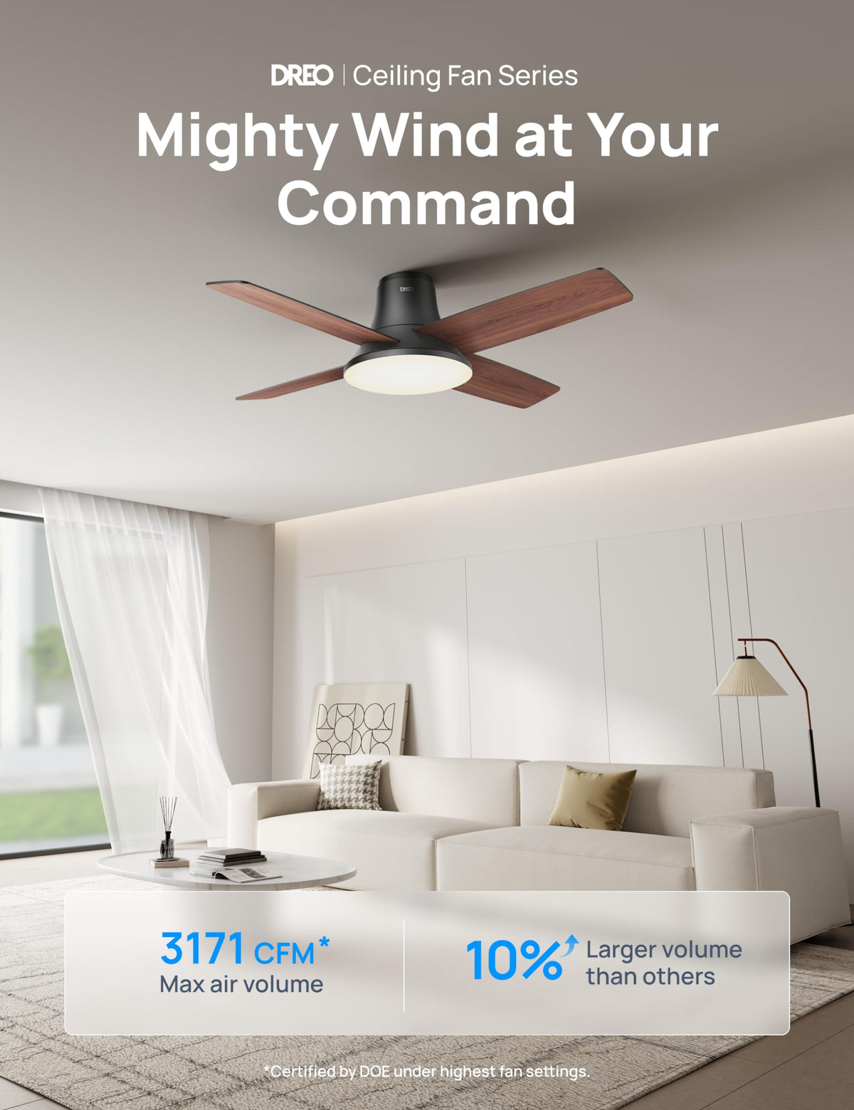 DREO flush-mount ceiling fan installation guide for quick setup