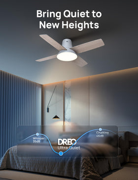 DREO flush-mount design creates a low-profile ceiling look