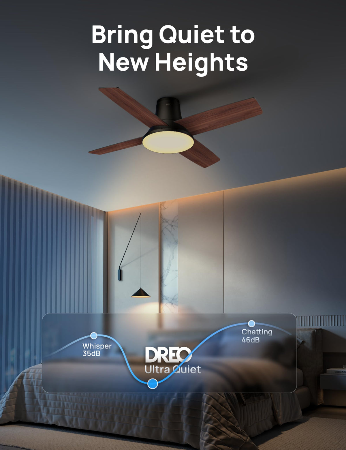 DREO remote control with mute function for silent adjustments