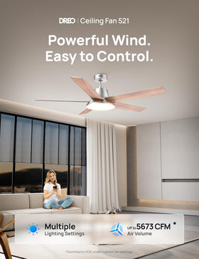 DREO 52-inch smart ceiling fan app control for hands-free comfort.