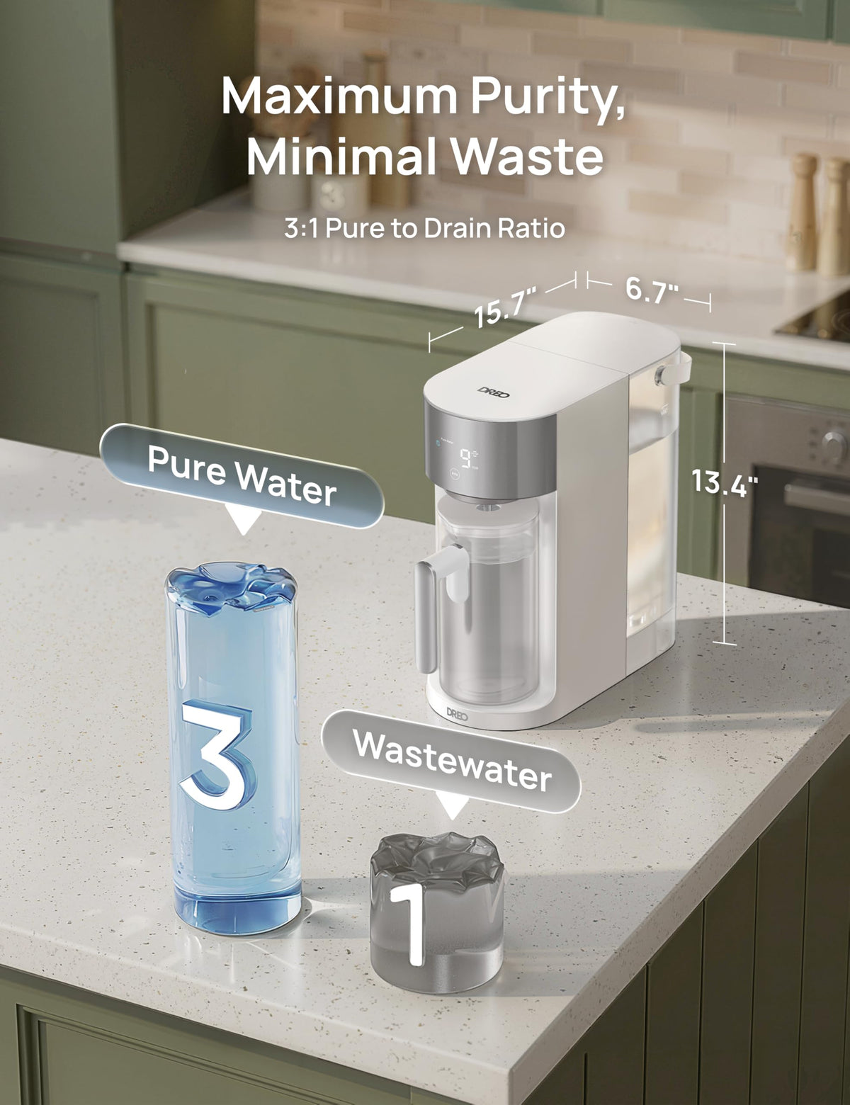 DREO twist-to-install filter for quick maintenance.