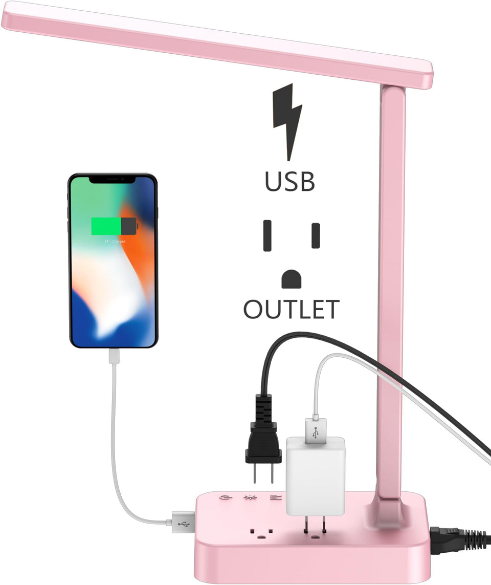 Drevet LED desk lamp pink base, compact design for small desks.