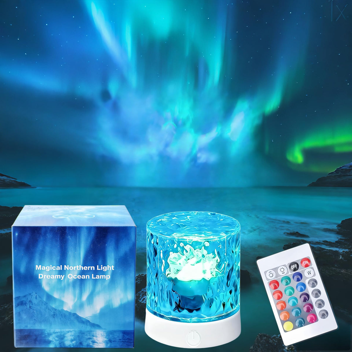 DrewCloth Northern Aurora projector casts a 360° ceiling display for calming bedroom ambiance.