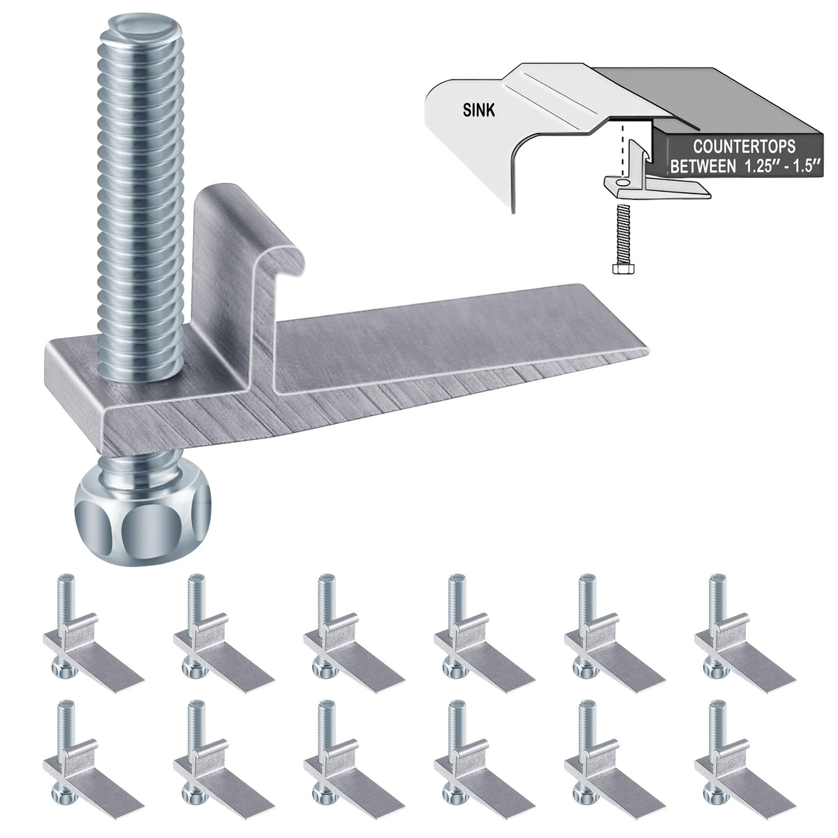 Dreyoo 12 pack sink clips for countertop installation offering secure top mounting
