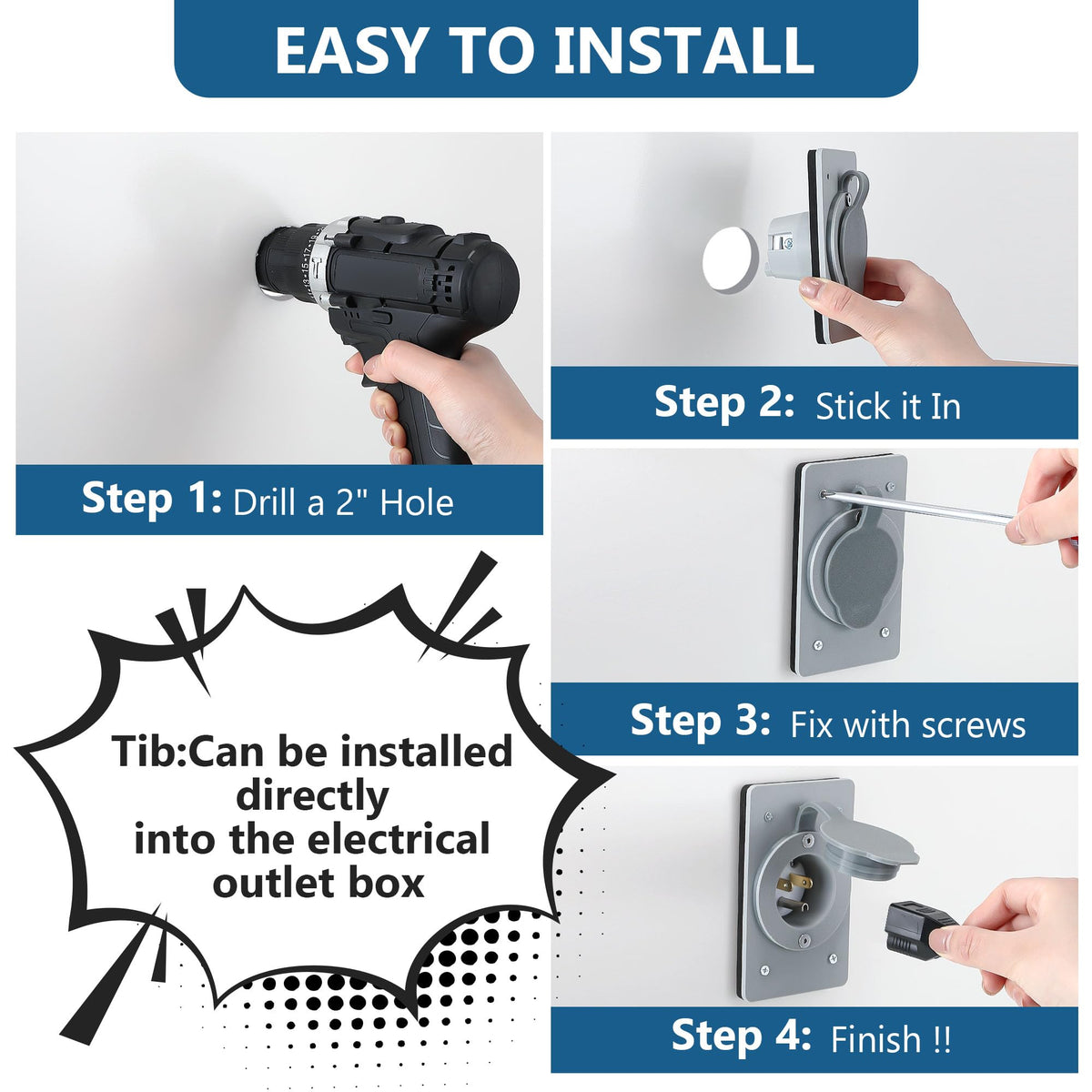 Dreyoo 15A inlet ideal for home, RV, and boat power needs.