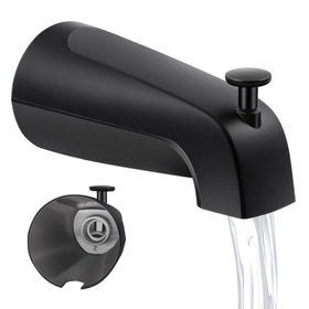 Dreyoo matte black tub spout front view highlights durable metal construction.