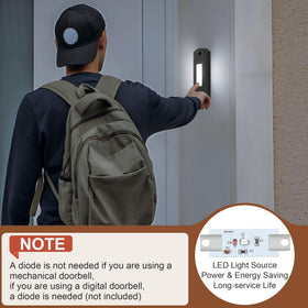 Dreyoo compact doorbell button measures 2.9 by 0.79 inches for easy fit.