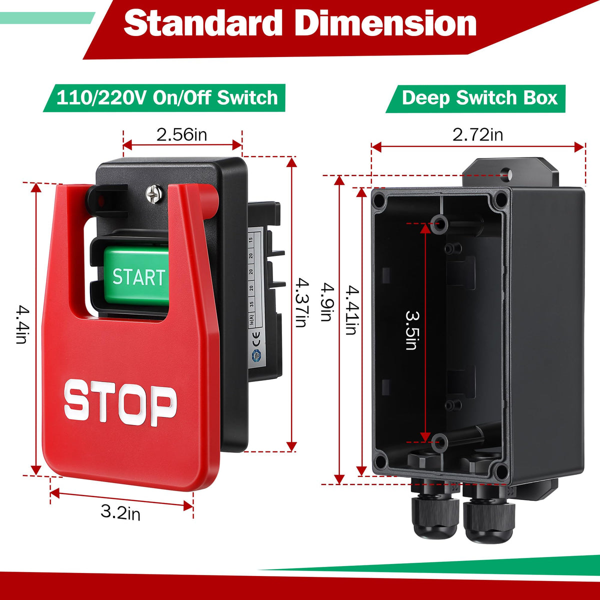 Dreyoo deep junction box hardware provides ample wiring space