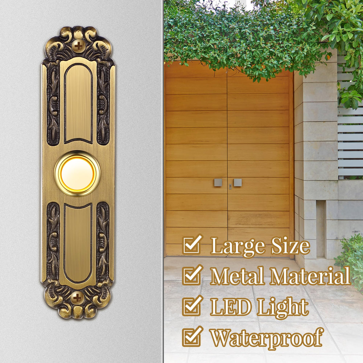 Dreyoo doorbell button compatible with both digital and mechanical chimes.