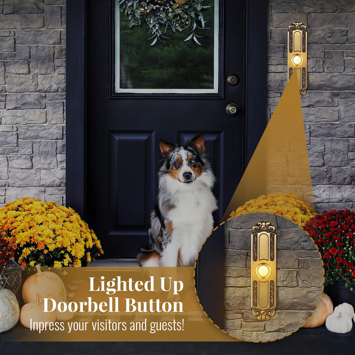 Dreyoo doorbell button with screw holes simplifies wall mounting.