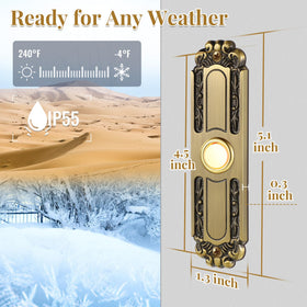 Dreyoo doorbell button waterproof and UV-resistant material ensures outdoor durability.