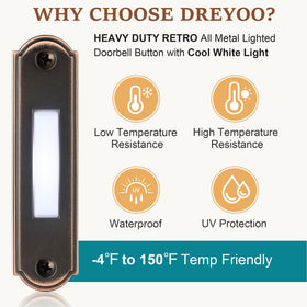 Dreyoo doorbell button wired back connection for easy replacement