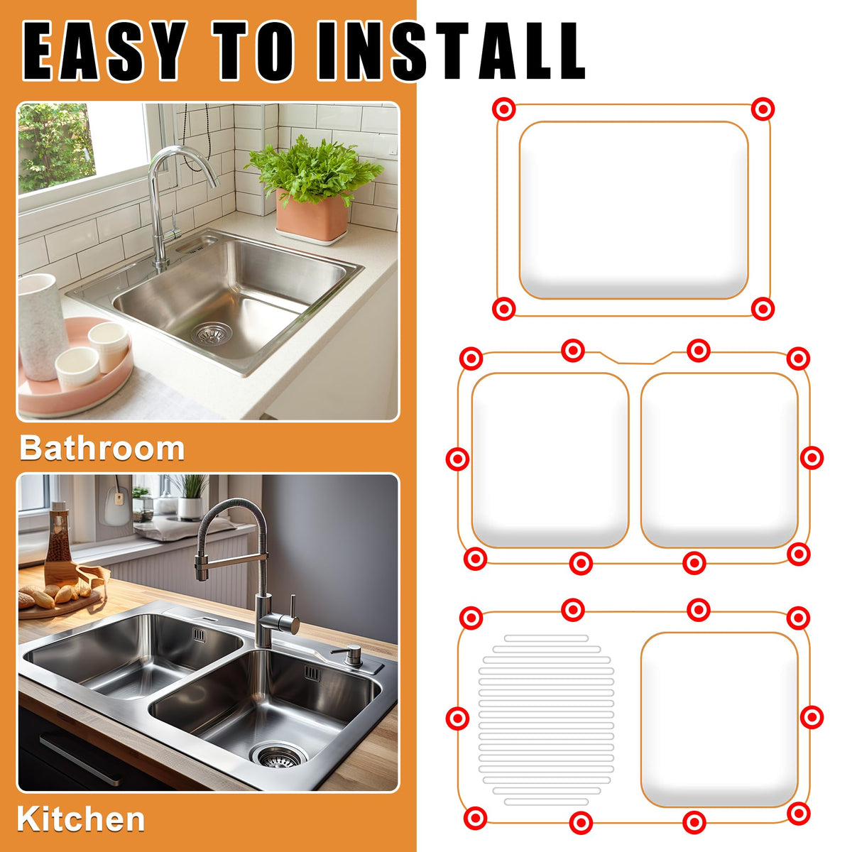 Dreyoo drop-in sink mounting system in action on a stone countertop