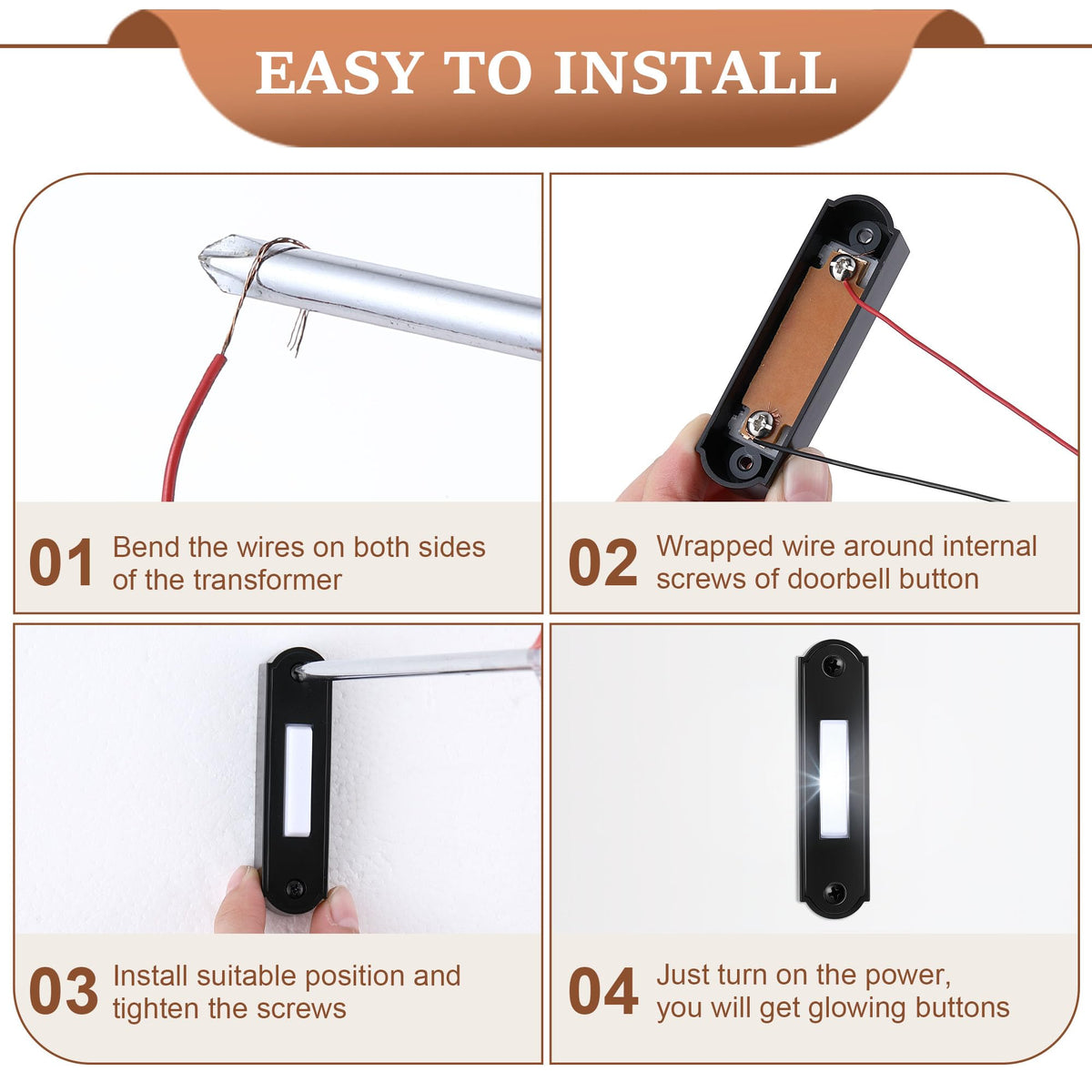 Dreyoo quick-install doorbell button with screws for straightforward mounting.