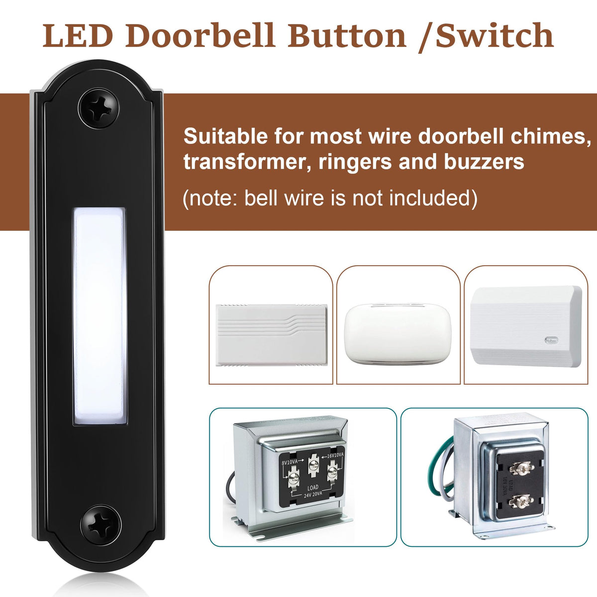 Dreyoo heavy-duty wired doorbell button installation back view for quick wiring.