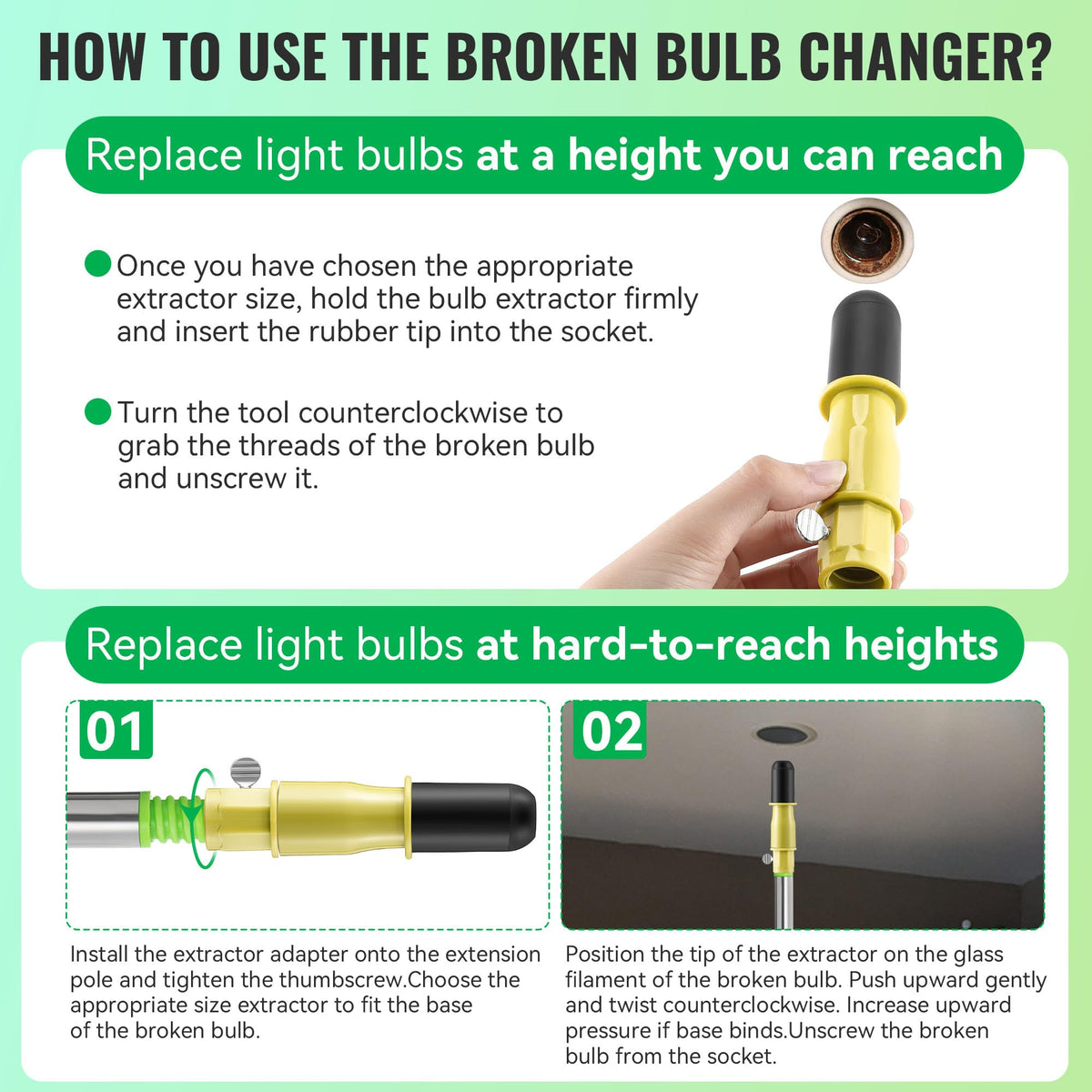 Dreyoo incandescent bulb changer works with standard bulbs in high ceilings