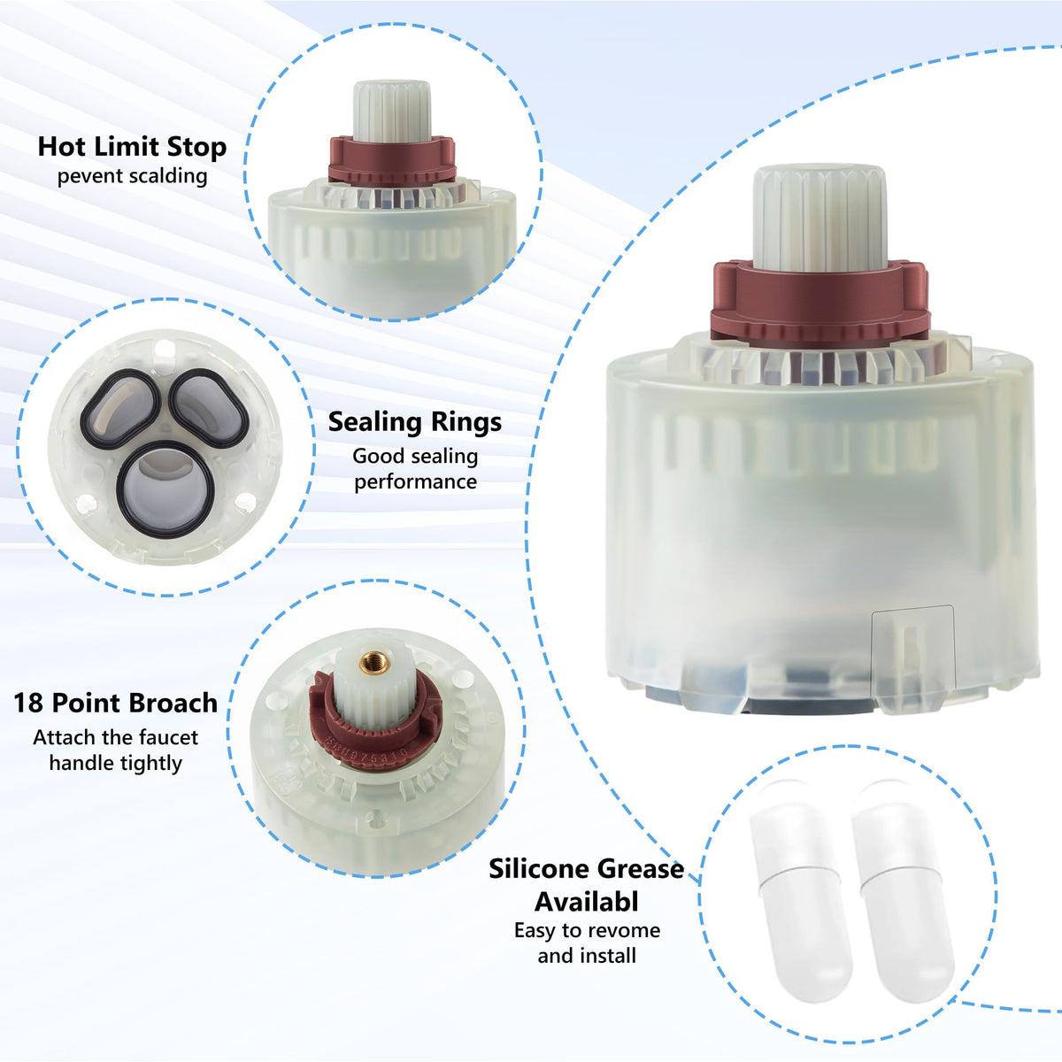 Dreyoo lubricant included in packaging for simpler installation.