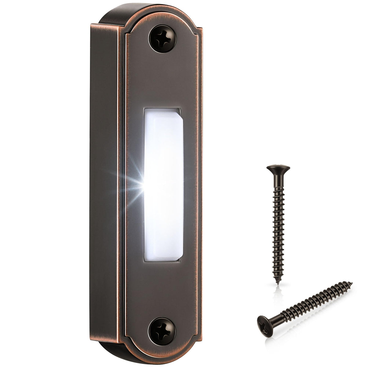 Dreyoo metal lighted doorbell button bronze front view showing outdoor entry visibility