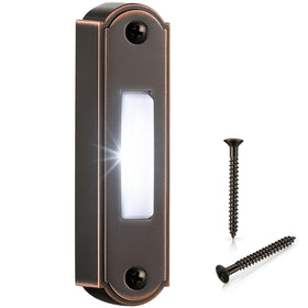 Dreyoo metal lighted doorbell button bronze front view showing outdoor entry visibility