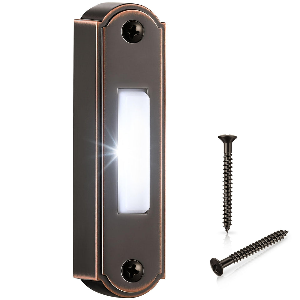 Dreyoo metal lighted doorbell button bronze front view showing outdoor entry visibility