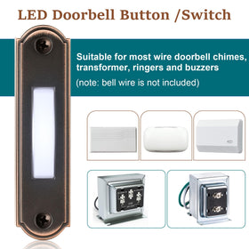 Dreyoo metal lighted doorbell button bronze side view with retro finish