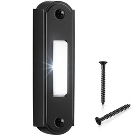 Dreyoo metal lighted doorbell button front view, highly visible at night for guests.