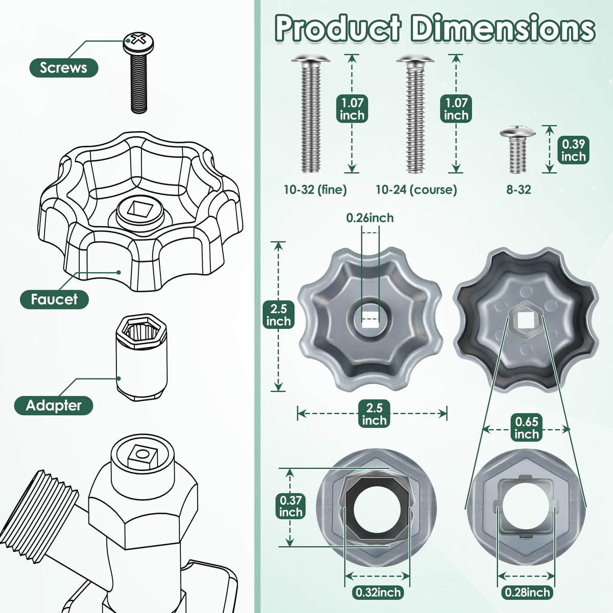 Dreyoo faucet handle screws included ensure quick, secure installation.