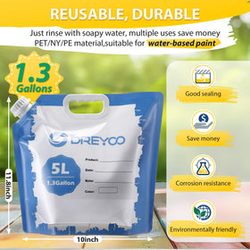 Dreyoo 1.3 gallon opening bag enables smooth pour; reduces clogs