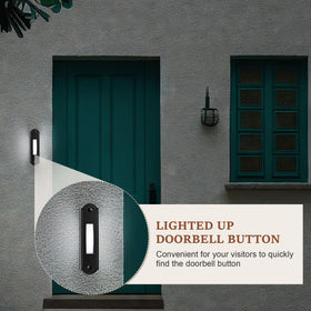 Dreyoo retro black metal doorbell button on wall, corrosion-resistant and stylish.