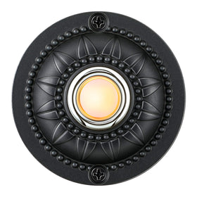 Dreyoo round metal doorbell push button with warm white LED glow for night visibility.