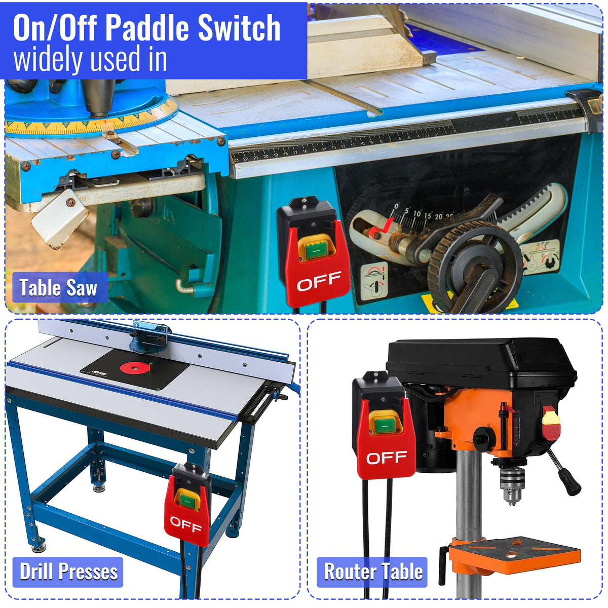 Dreyoo safety paddle switch installation angle demonstrating simple two‑cord hookup.