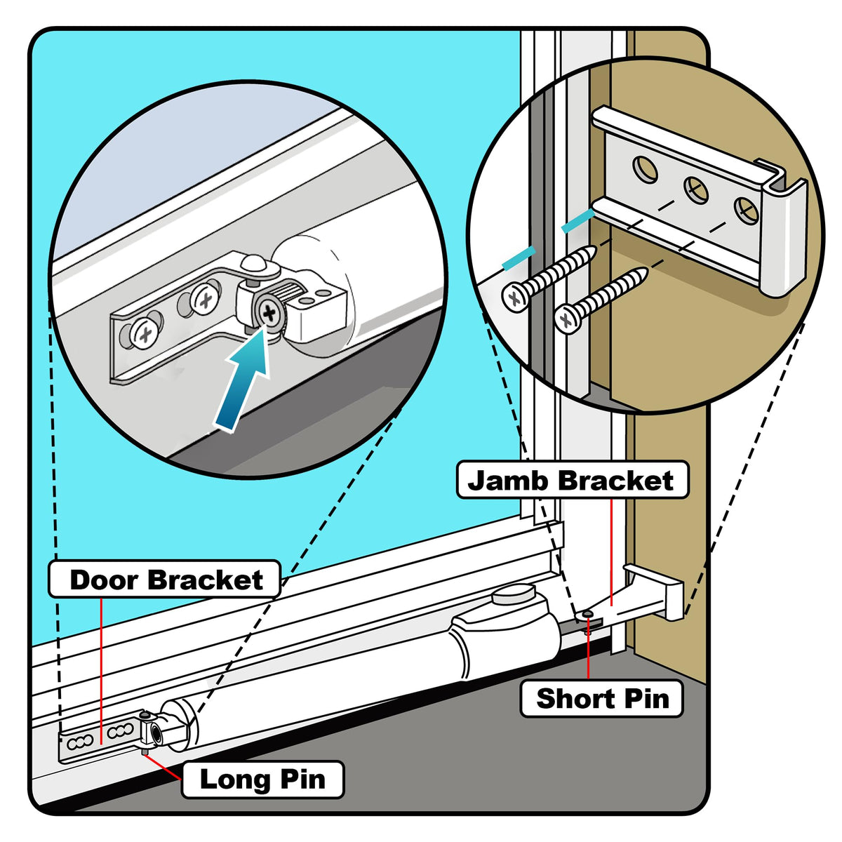 Dreyoo jamb bracket base provides sturdy mounting and alignment.