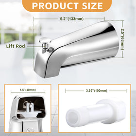 Dreyoo tub spout chrome finish adds a modern touch with rust-resistant durability.