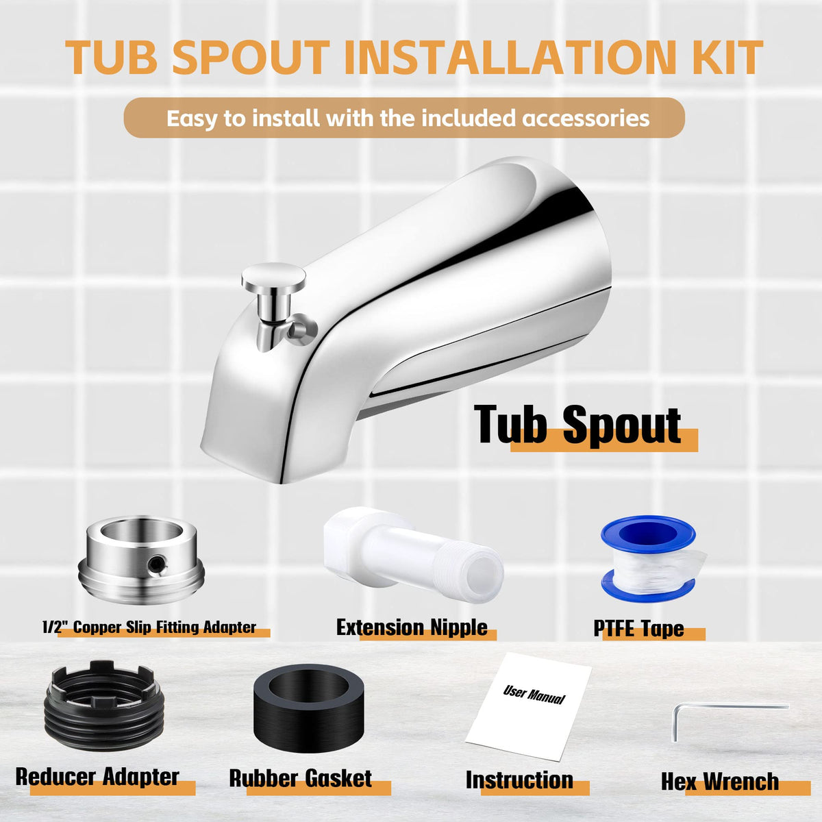 Dreyoo tub spout rubber gasket helps create a reliable seal.