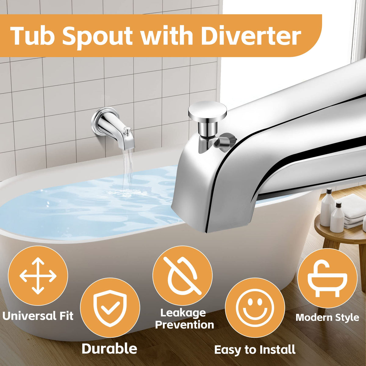 Dreyoo tub spout universal-fit 1/2 inch copper for flexible plumbing upgrades.