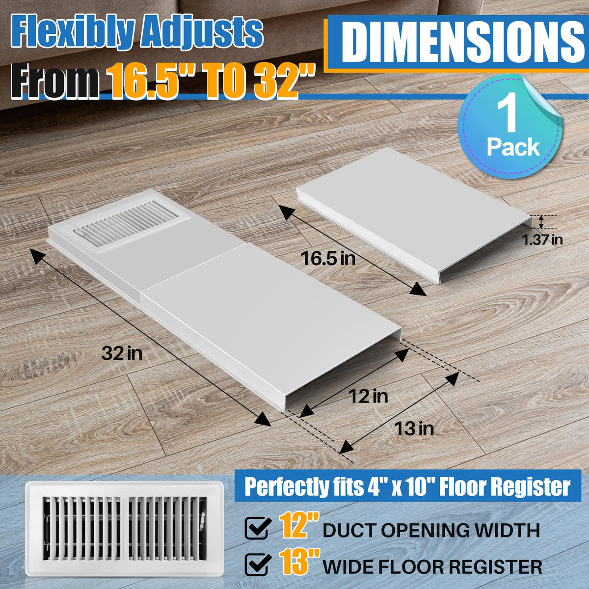 Dreyoo vent extender length demonstrates adjustable fit from 16.5 to 32 inches.