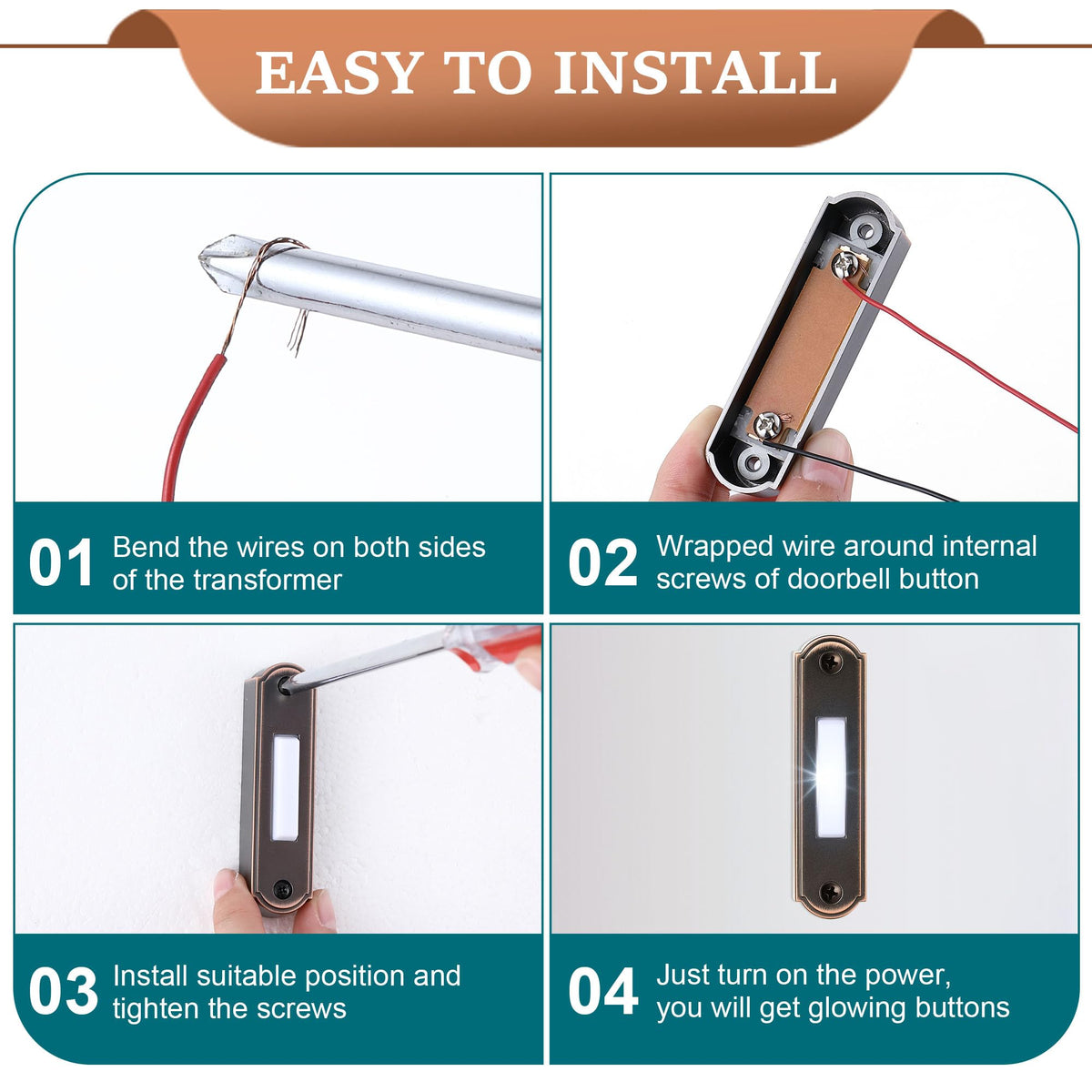 Dreyoo wall-mount doorbell button installation kit with screws