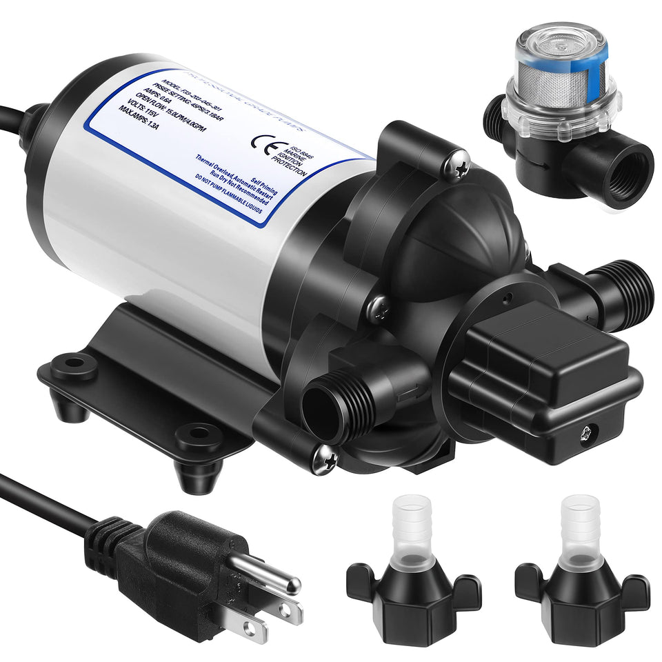 Dreyoo water-pressure diaphragm pump front view for compact RV use.