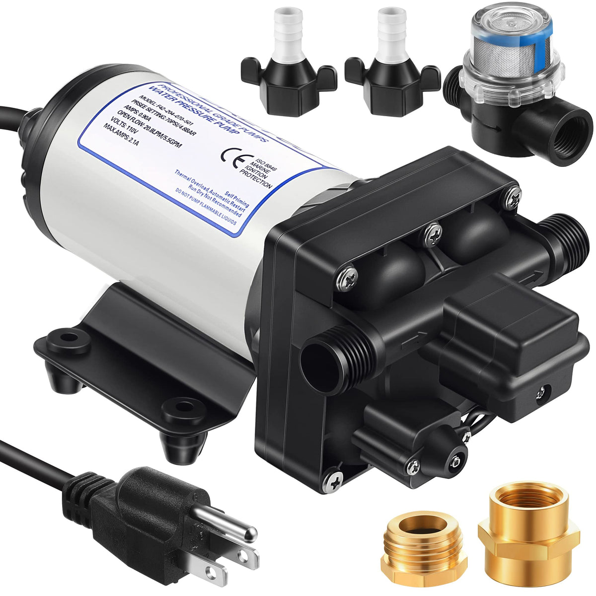 Dreyoo water-pump front view showing compact 110V unit for quick setup