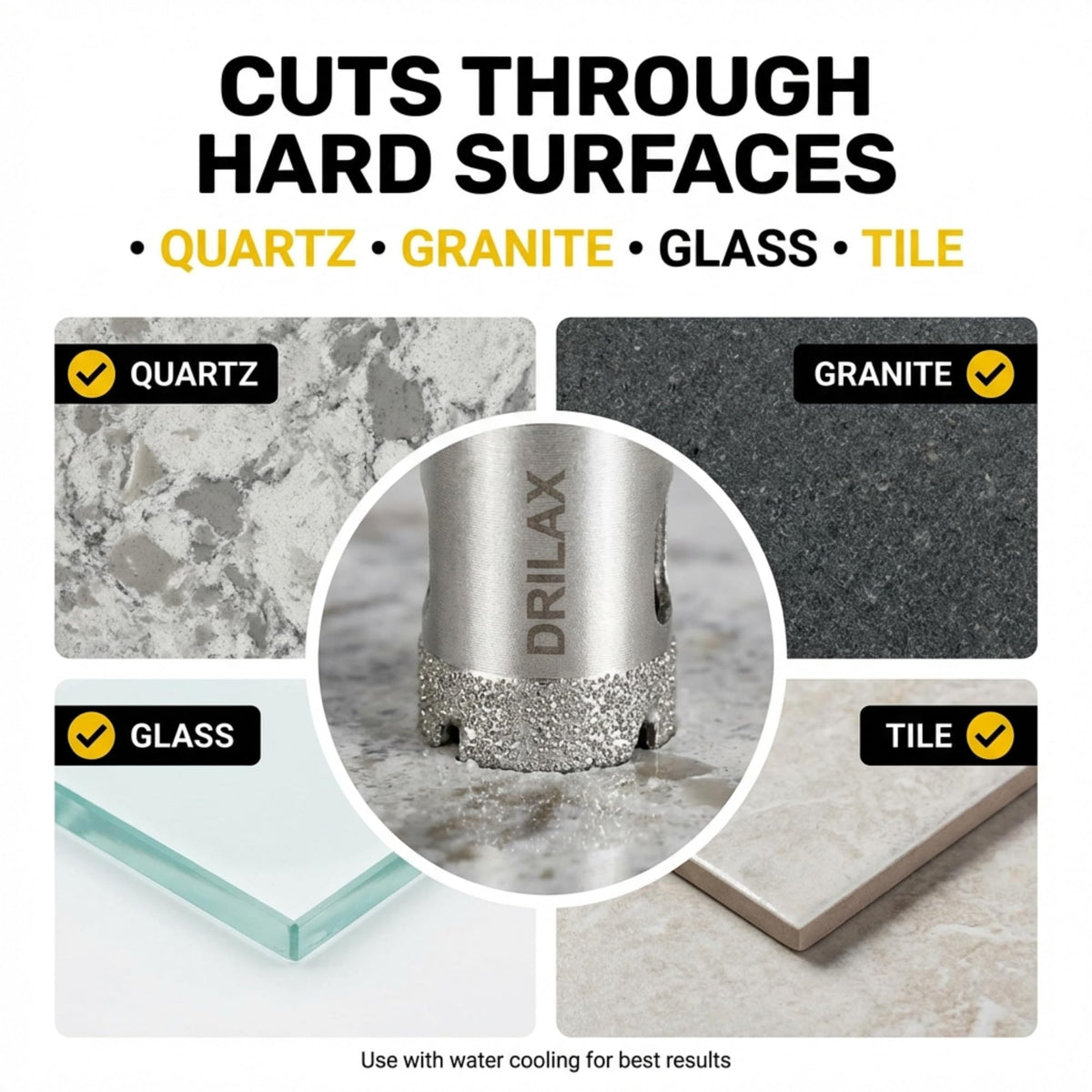 DRILAX diamond hole saw 1-1/4 inch for stone openings