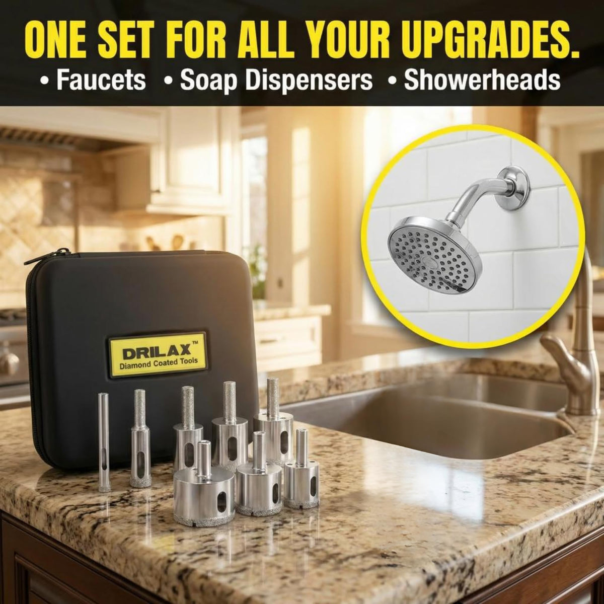 DRILAX diamond hole saw 1-2 inch for faucet openings